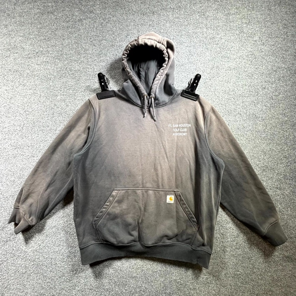 Vintage Carhartt Hoodie Men's XL Faded Gray Loose Fit Ft Sam Houston Golf Club